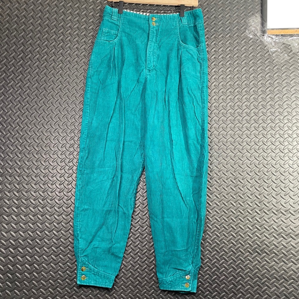 Vintage Corniche Turquoise Green Corduroy Pants Causal Wear‎ Women's Size 13
